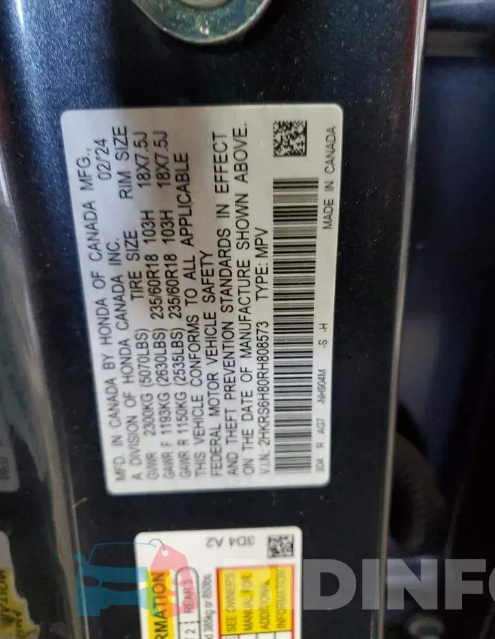 2HKRS6H80RH808573 Photo# 14