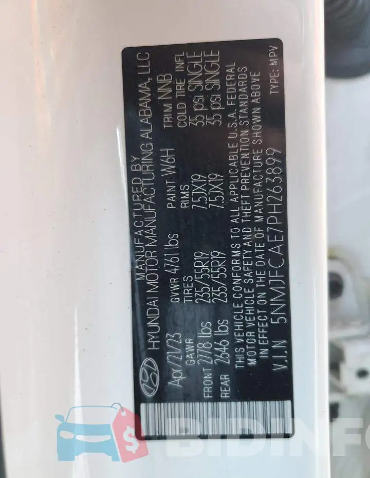 5NMJFCAE7PH263899 Photo# 13