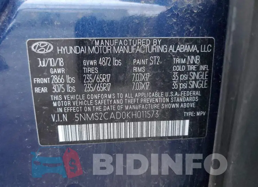 5NMS2CAD0KH011573 Photo# 12