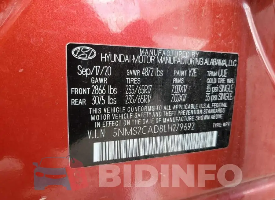 5NMS2CAD8LH279692 Photo# 12