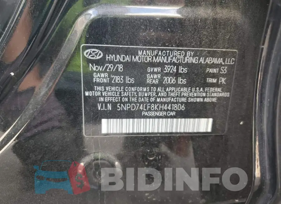 5NPD74LF8KH441806 Photo# 12