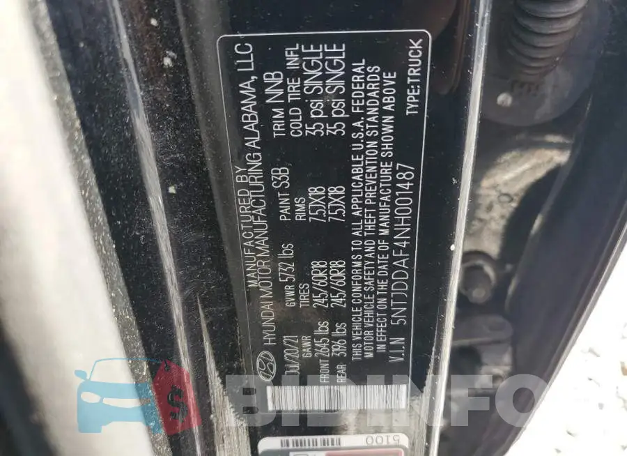 5NTJDDAF4NH001487 Photo# 13