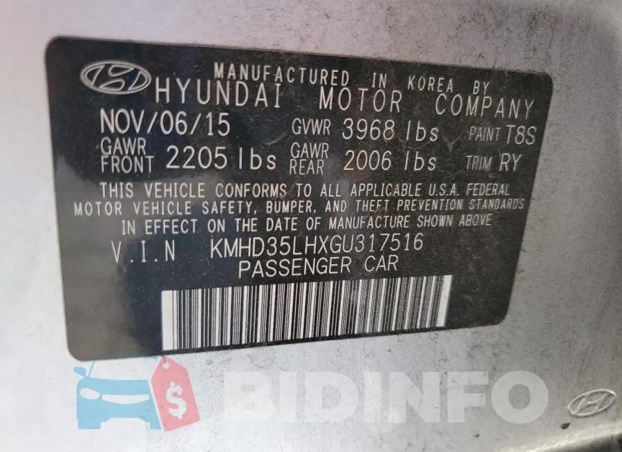 KMHD35LHXGU317516 Photo# 13