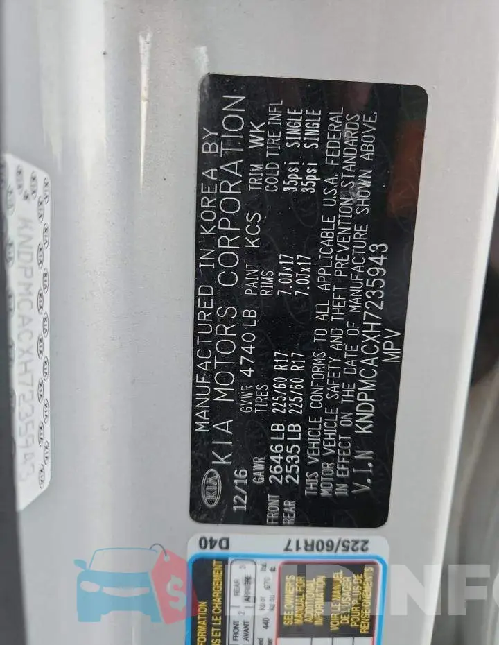 KNDPMCACXH7235943 Photo# 13