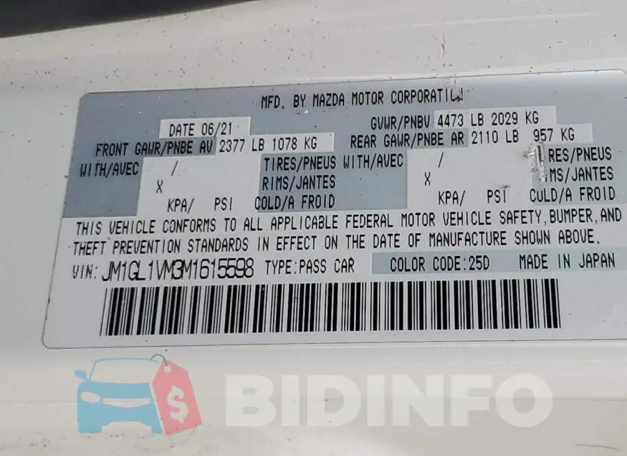 JM1GL1VM3M1615598 Photo# 12