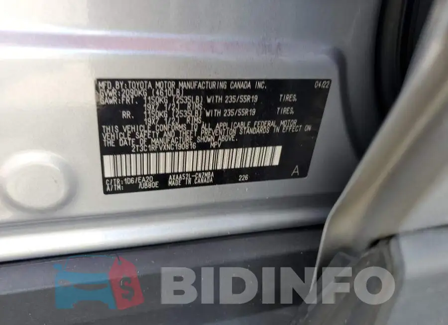 2T3C1RFVXNC190816 Photo# 12