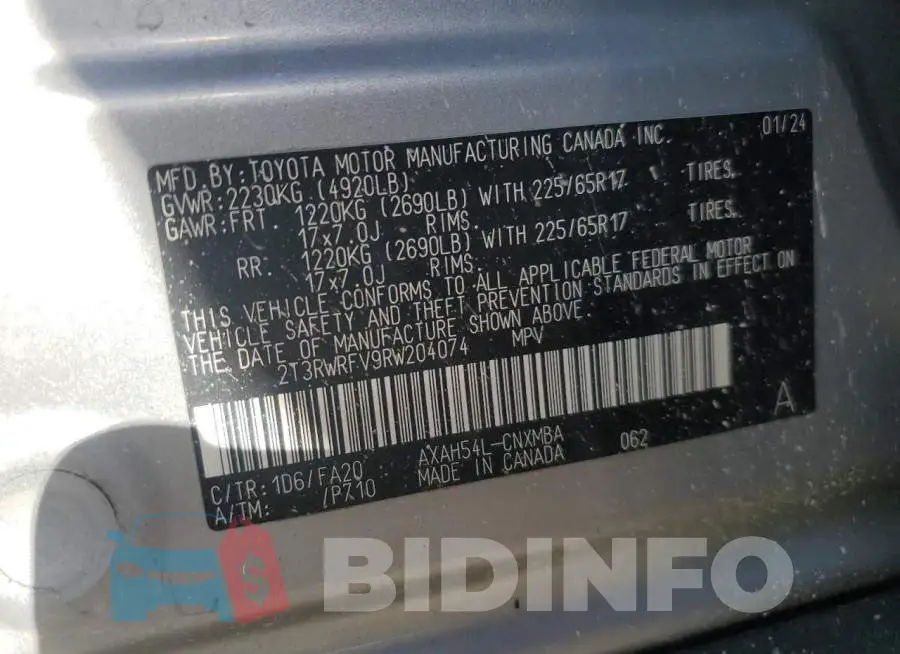 2T3RWRFV9RW204074 Photo# 13