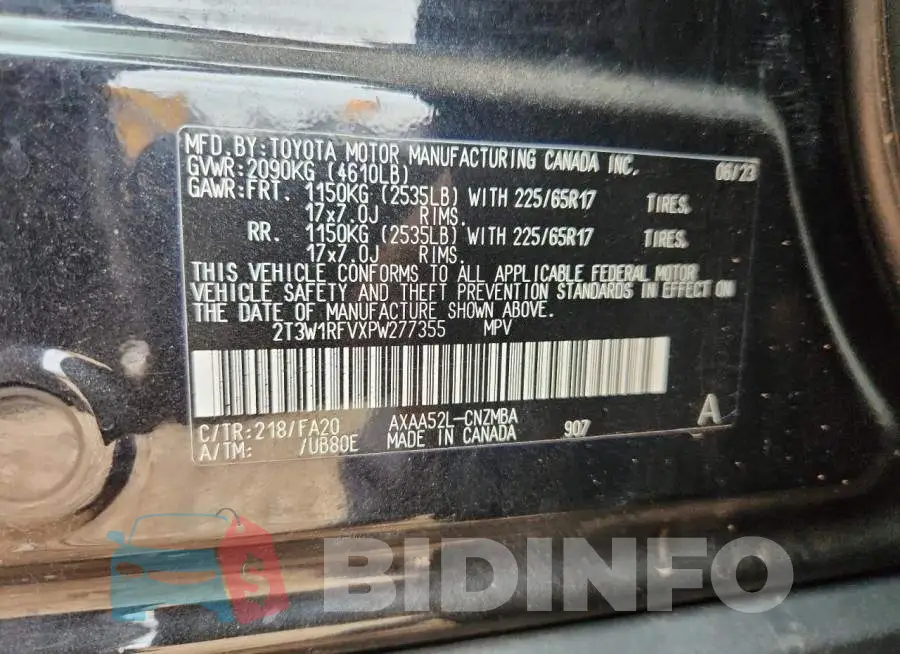2T3W1RFVXPW277355 Photo# 14
