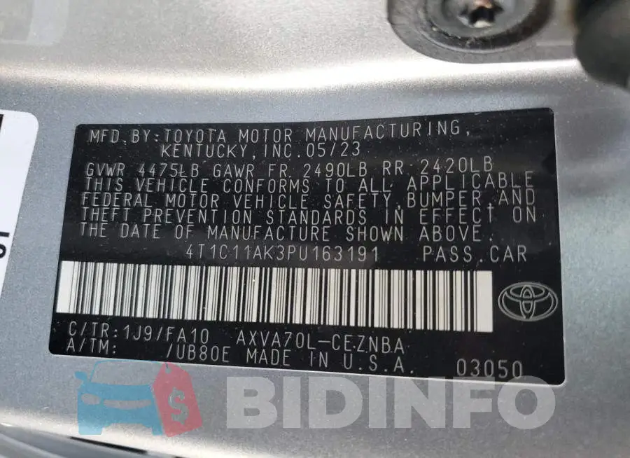 4T1C11AK3PU163191 Photo# 13