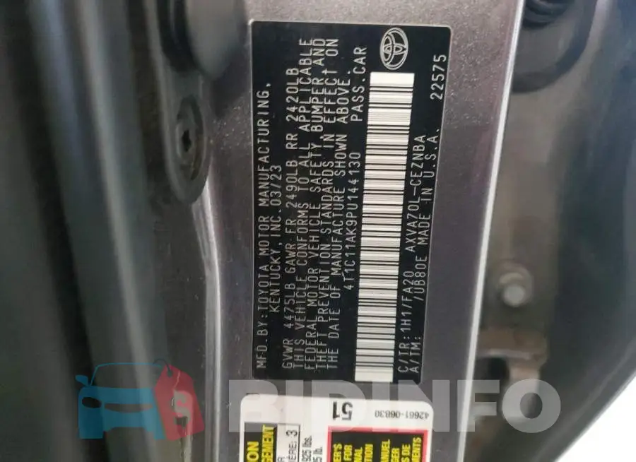 4T1C11AK9PU144130 Photo# 13