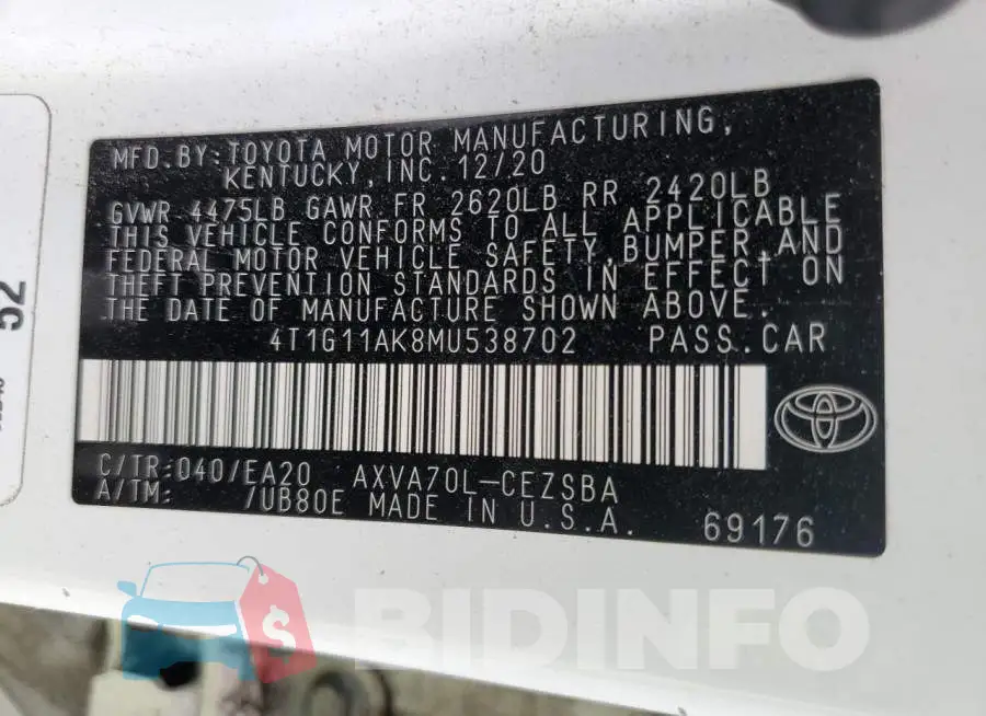 4T1G11AK8MU538702 Photo# 12