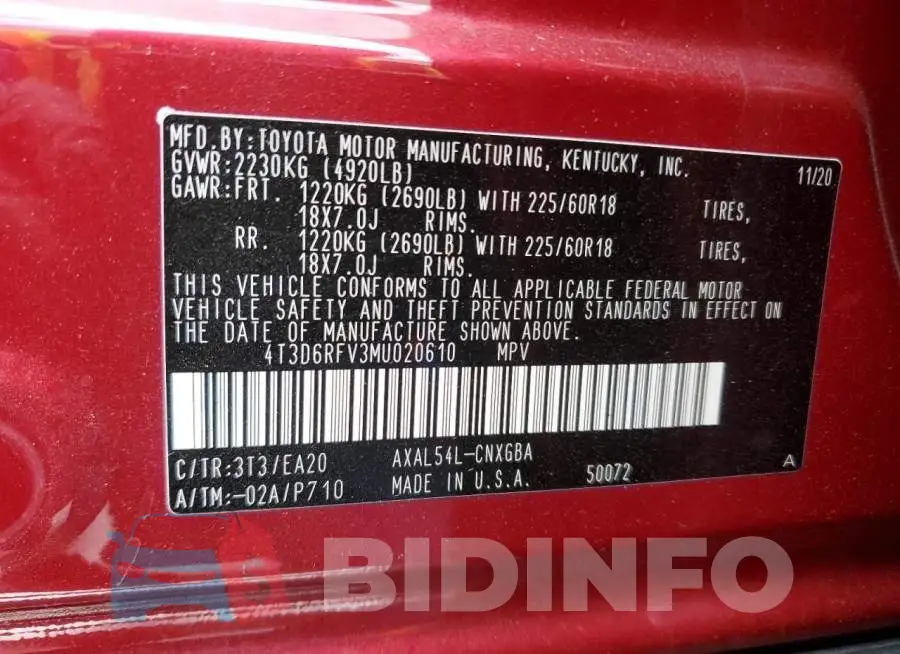 4T3D6RFV3MU020610 Photo# 14