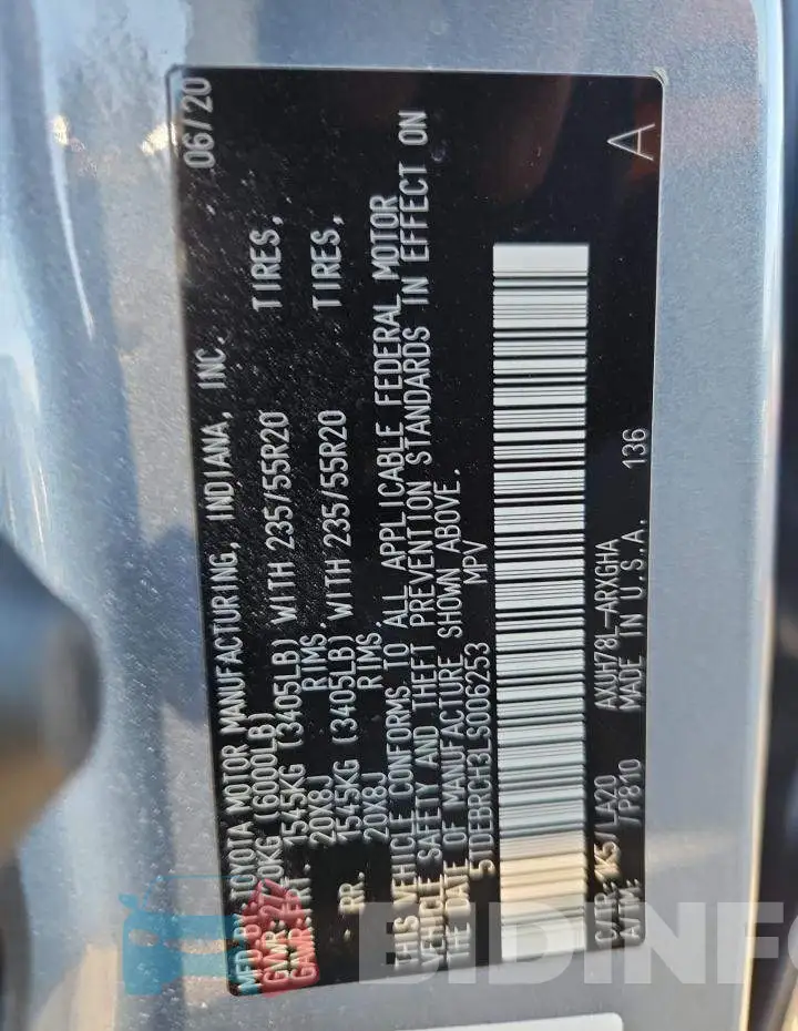 5TDEBRCH3LS006253 Photo# 13