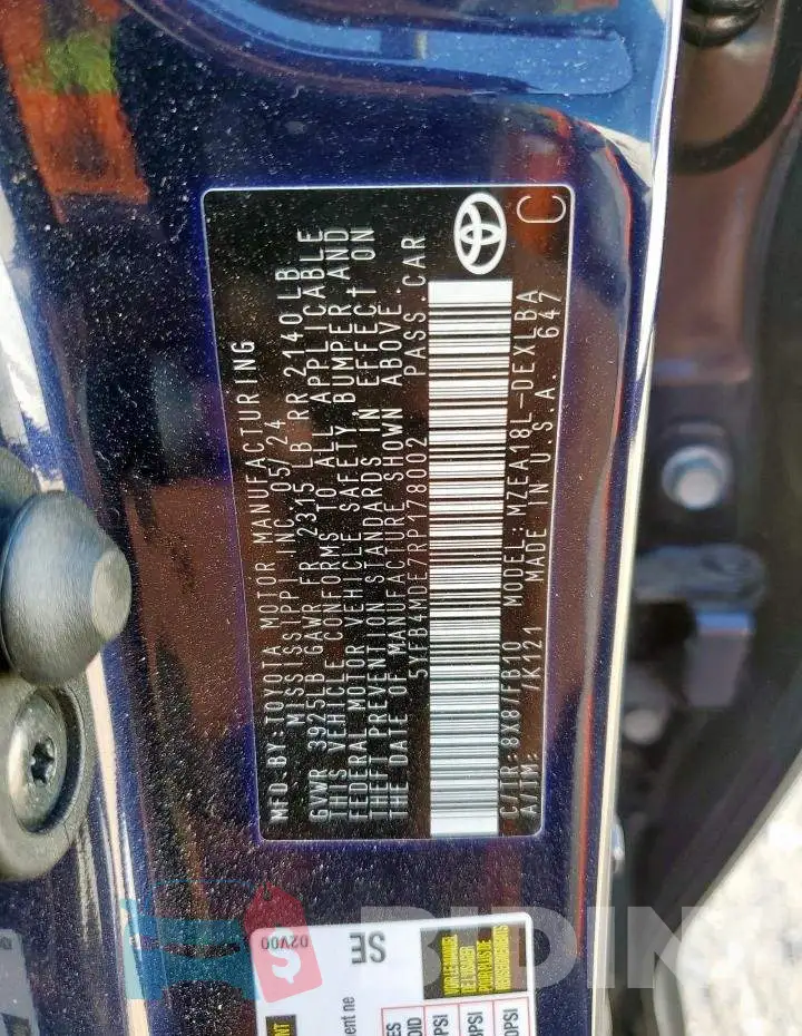 5YFB4MDE7RP178002 Photo# 12