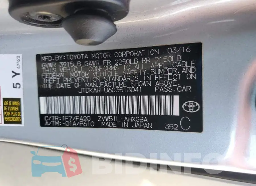JTDKARFU6G3513041 Photo# 12