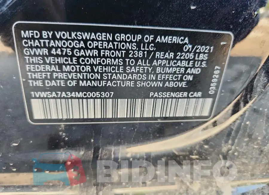 1VWSA7A34MC005307 Photo# 12