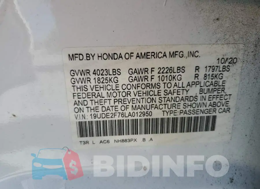 19UDE2F76LA012950 Photo# 13