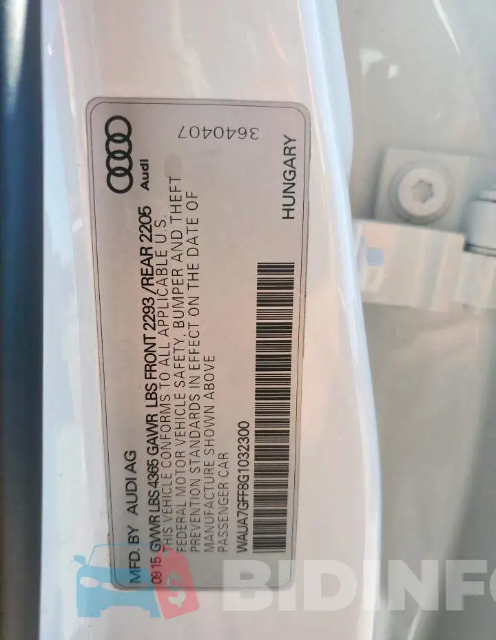 WAUA7GFF8G1032300 Photo# 13