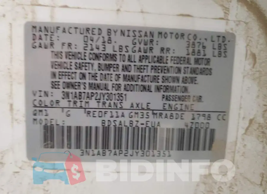 3N1AB7AP2JY301351 Photo# 12