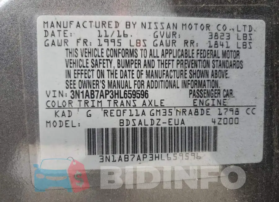 3N1AB7AP3HL659596 Photo# 12