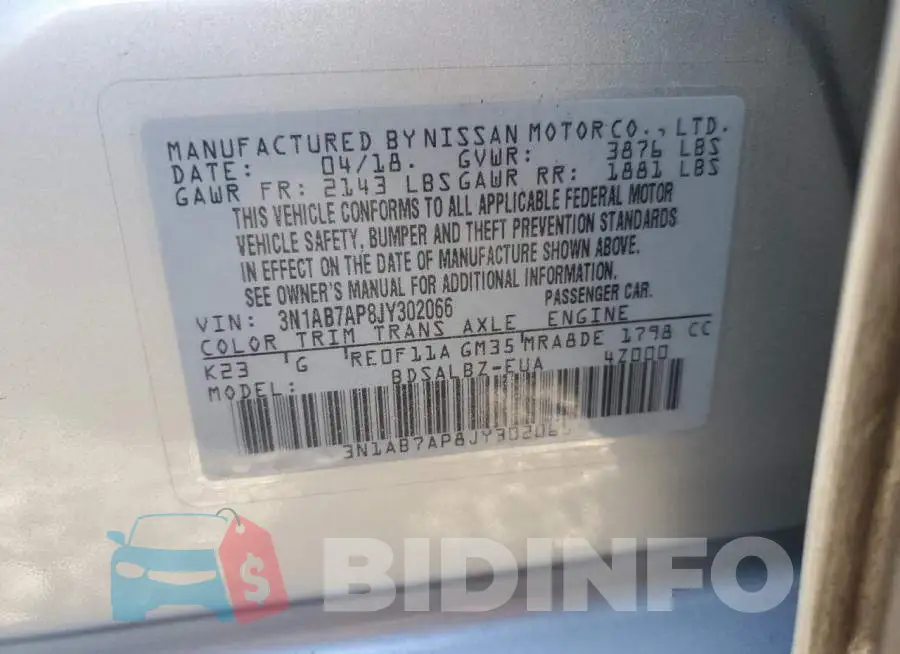 3N1AB7AP8JY302066 Photo# 12