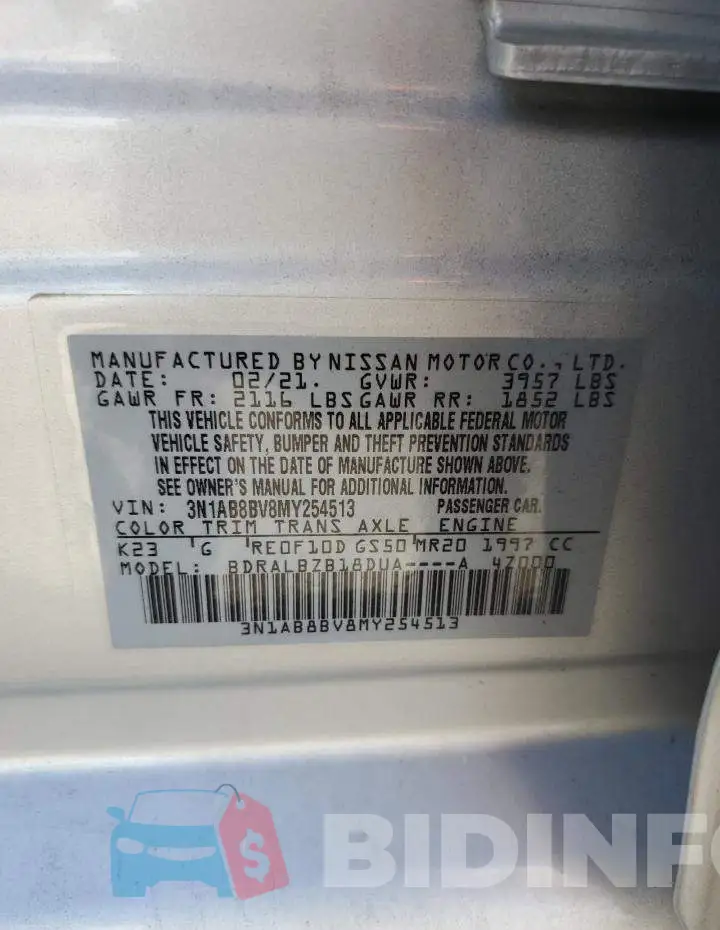 3N1AB8BV8MY254513 Photo# 12