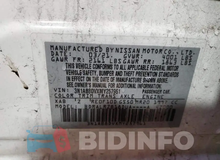 3N1AB8DVXMY257961 Photo# 13