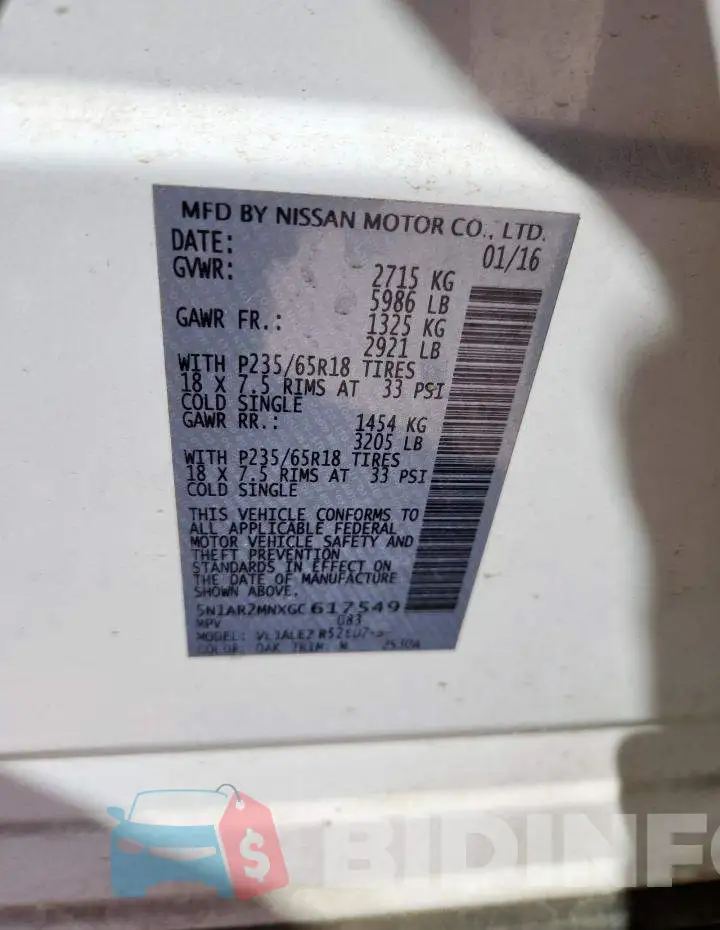 5N1AR2MNXGC617549 Photo# 13