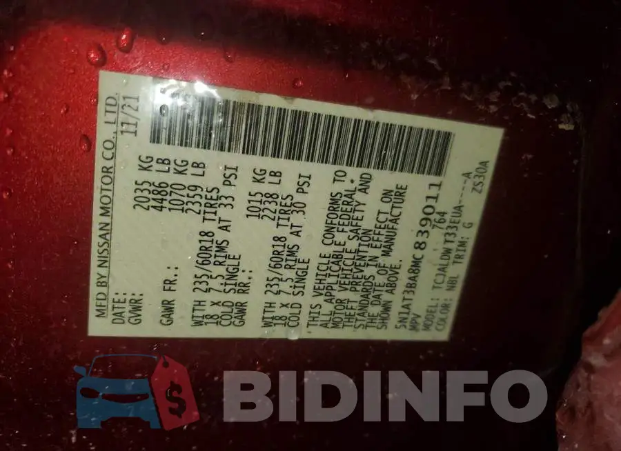 5N1AT3BA8MC839011 Photo# 12