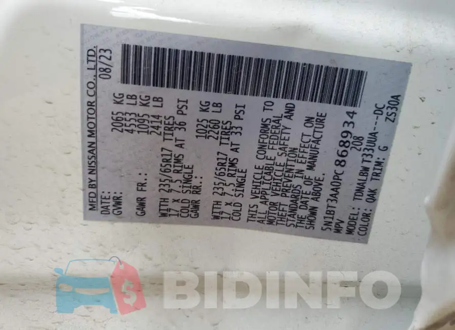 5N1BT3AA0PC868934 Photo# 13
