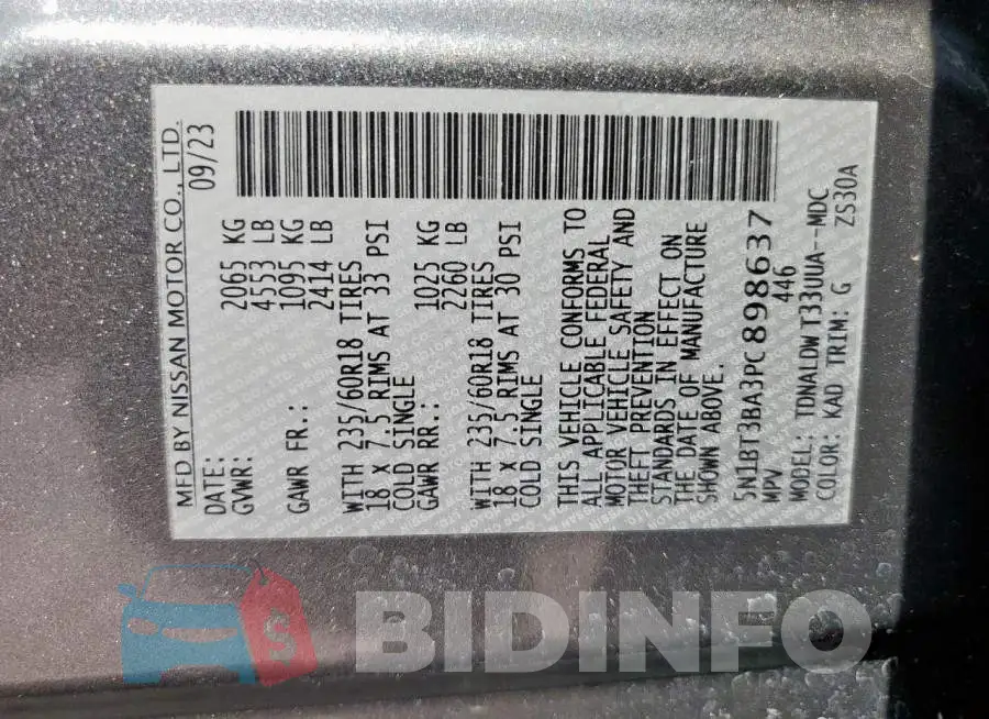5N1BT3BA3PC898637 Photo# 14