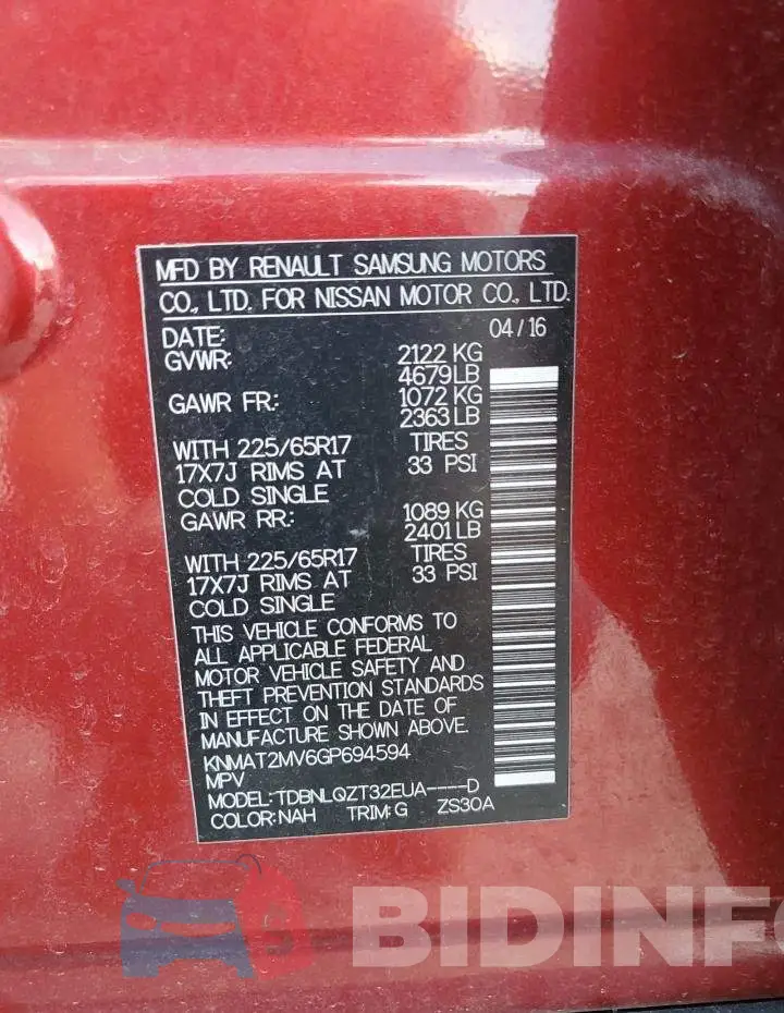KNMAT2MV6GP694594 Photo# 14