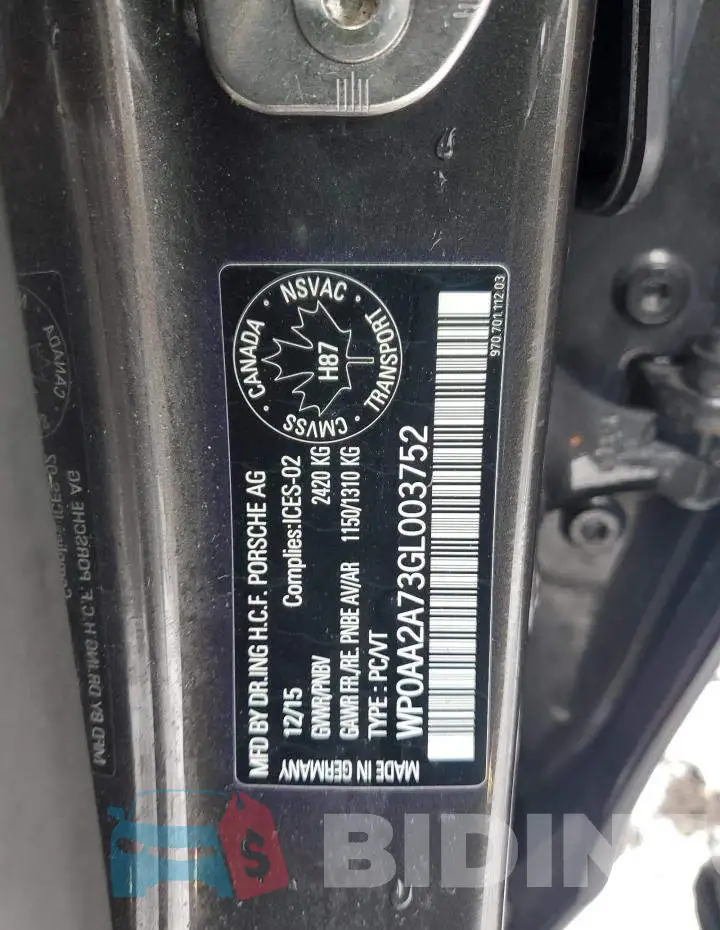 WP0AA2A73GL003752 Photo# 13
