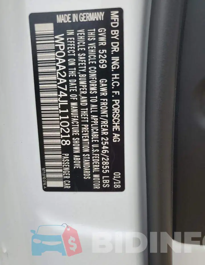 WP0AA2A74JL110218 Photo# 12