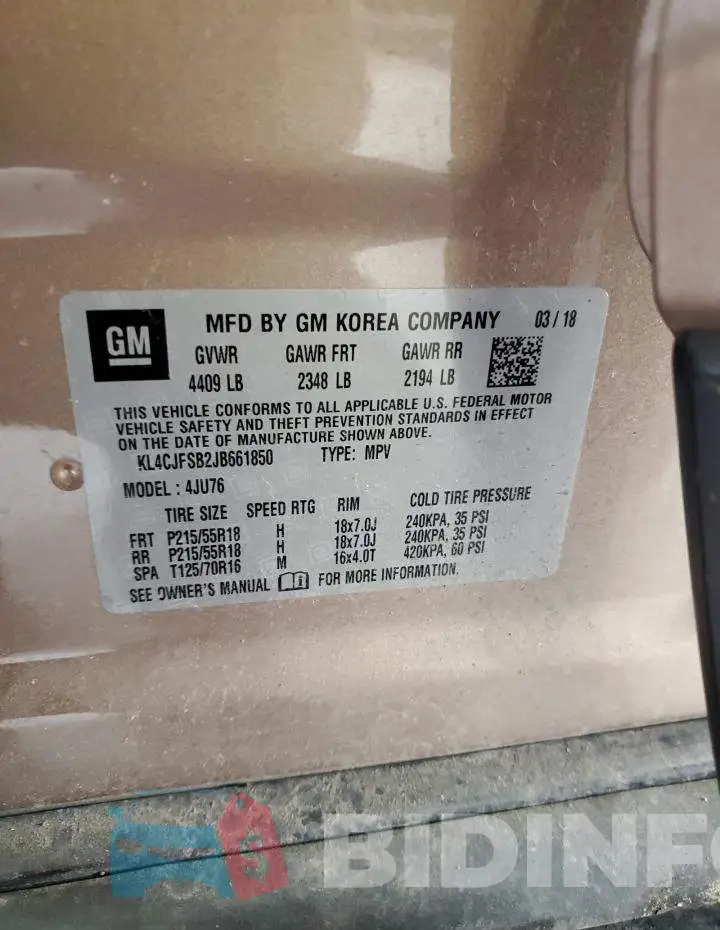KL4CJFSB2JB661850 Photo# 14