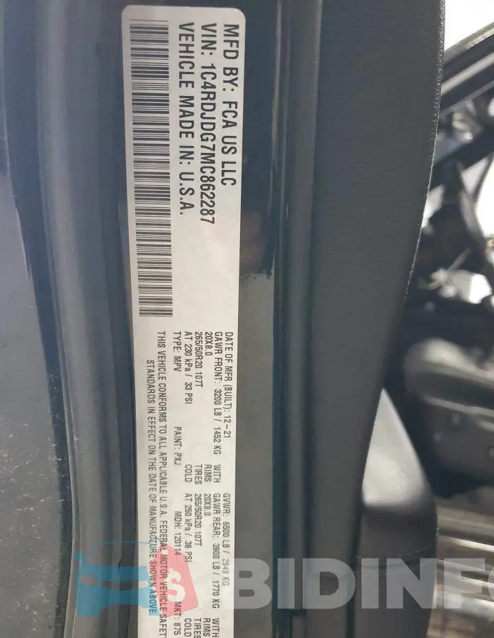 1C4RDJDG7MC862287 Photo# 13