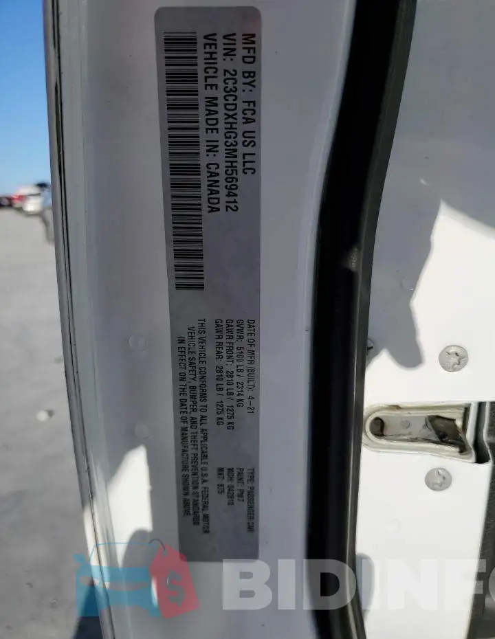 2C3CDXHG3MH569412 Photo# 13
