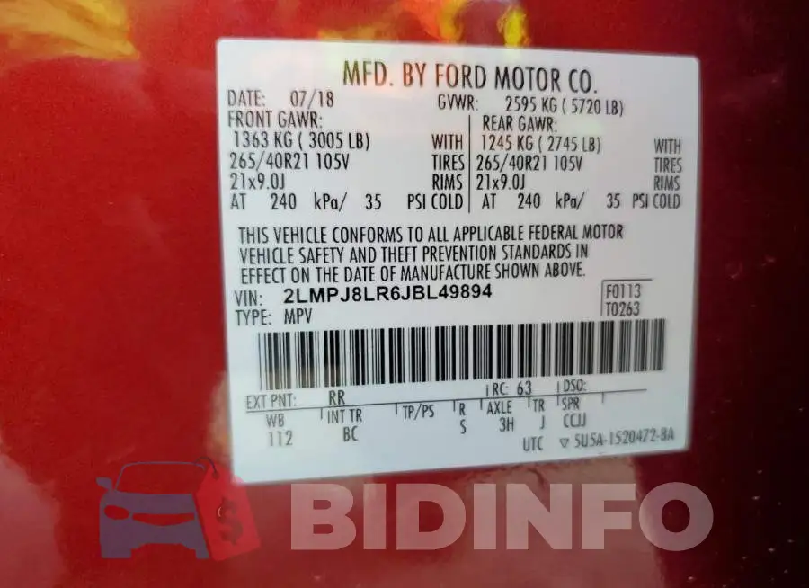2LMPJ8LR6JBL49894 Photo# 13