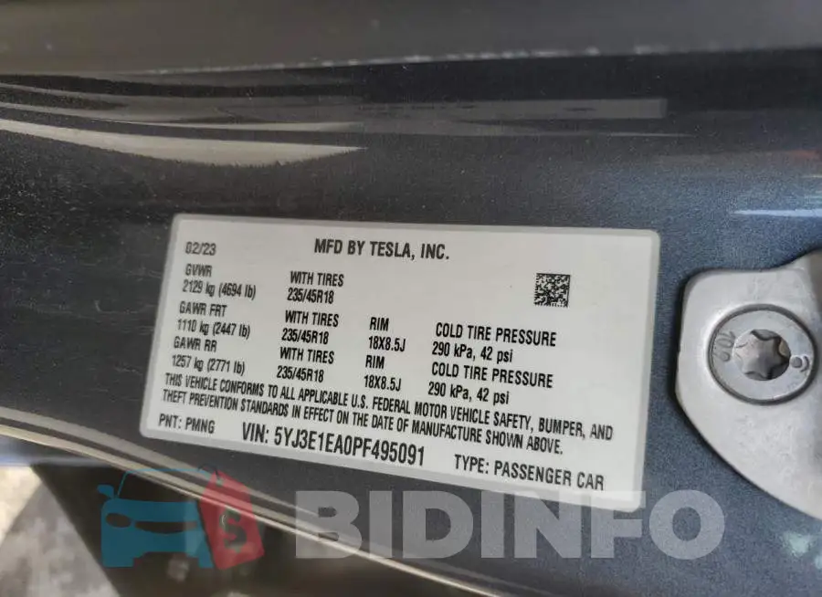5YJ3E1EA0PF495091 Photo# 12