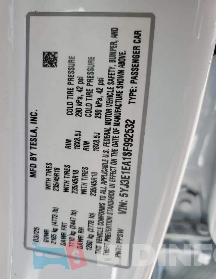 5YJ3E1EA1SF992532 Photo# 12