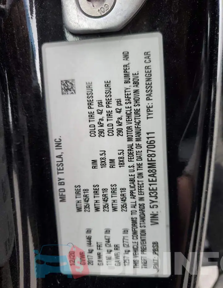 5YJ3E1EA8MF870611 Photo# 12