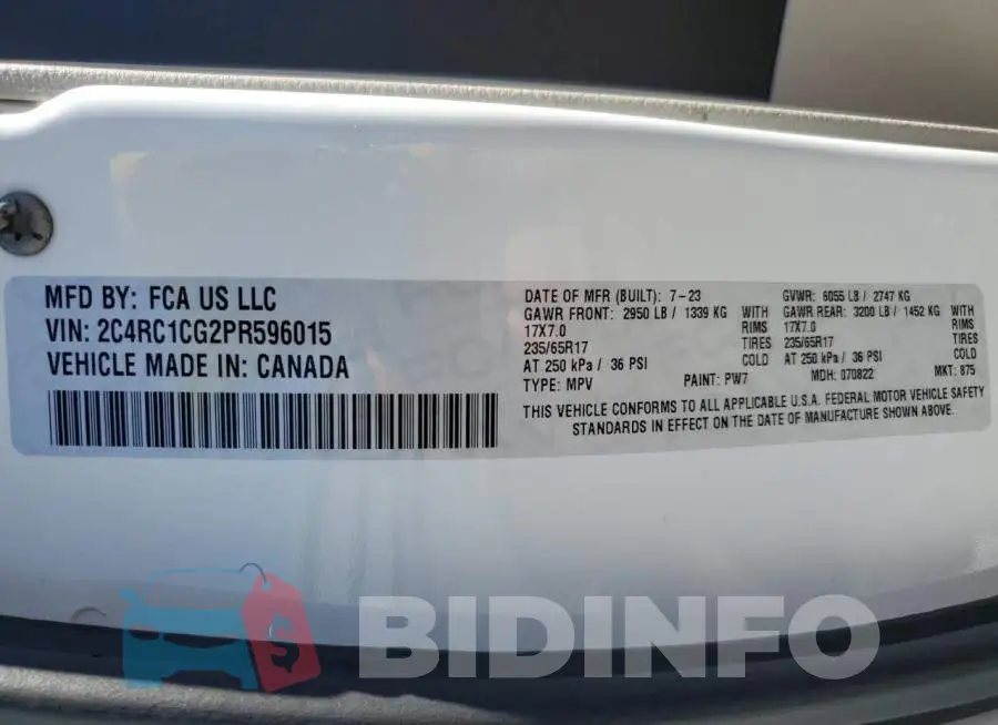 2C4RC1CG2PR596015 Photo# 13