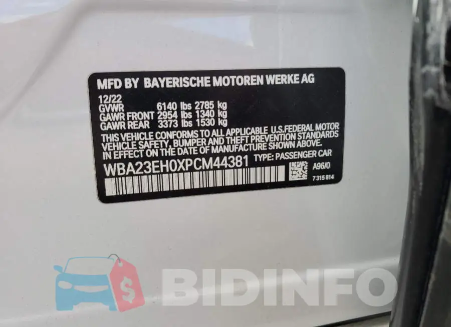 WBA23EH0XPCM44381 Photo# 13
