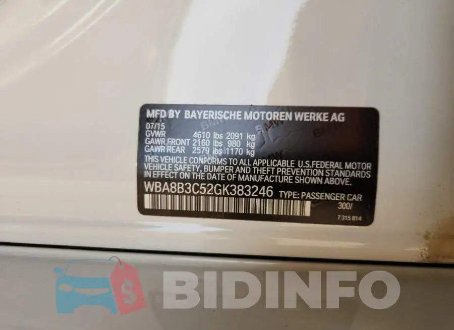 WBA8B3C52GK383246 Photo# 12