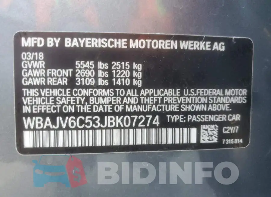 WBAJV6C53JBK07274 Photo# 12