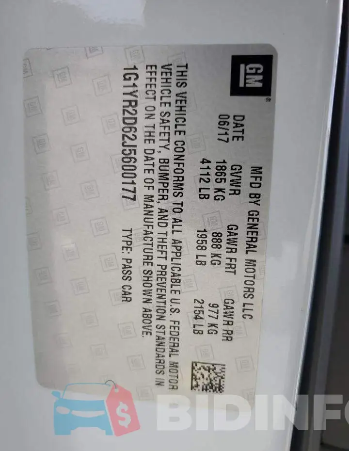 1G1YR2D62J5600177 Photo# 12