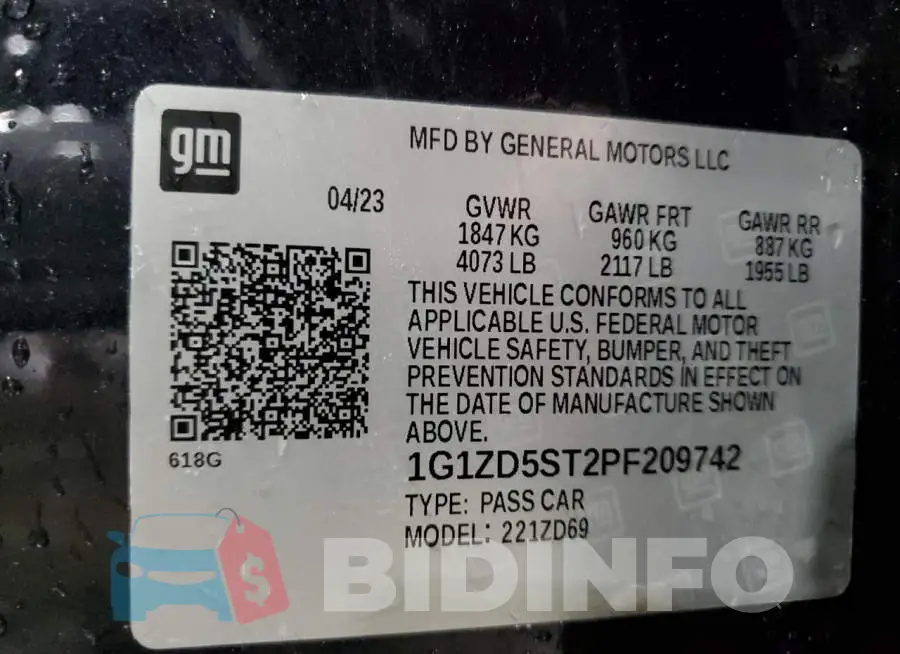1G1ZD5ST2PF209742 Photo# 13
