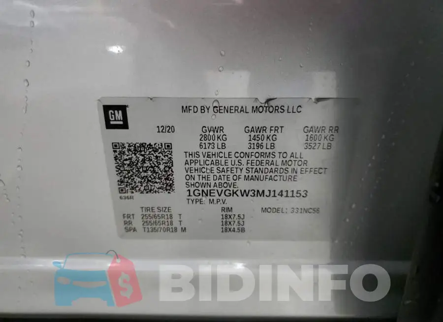 1GNEVGKW3MJ141153 Photo# 13