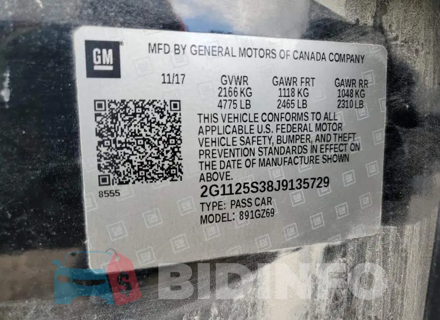 2G1125S38J9135729 Photo# 12