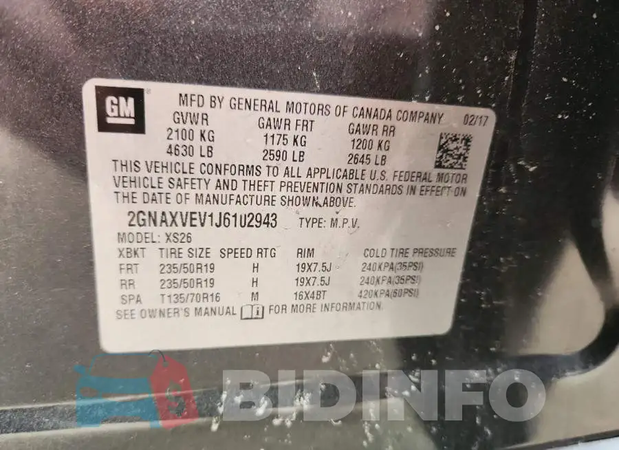 2GNAXVEV1J6102943 Photo# 13
